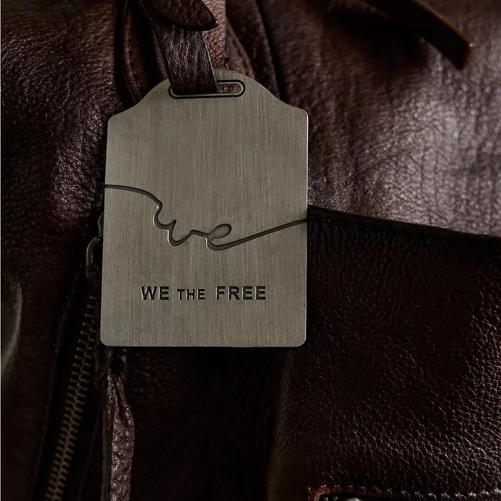 Free People Dark Brown Leather Tote Bag